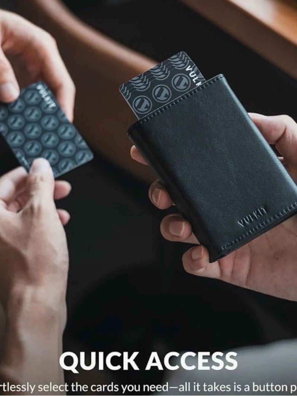 Vulkit Black RFID Blocking Leather Wallet Case